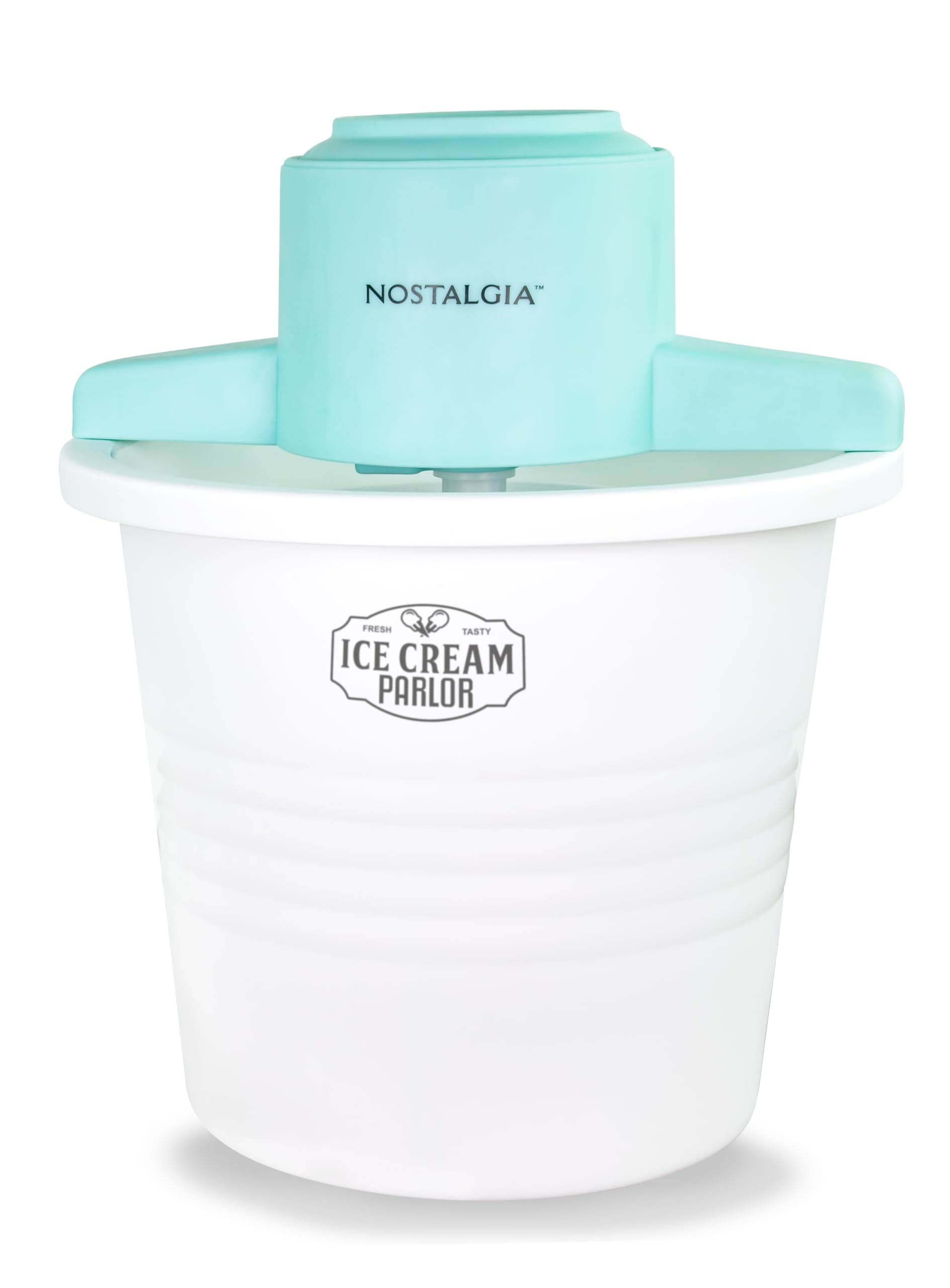 Nostalgia Electric Ice Cream Maker – Parlor Style, Old Fashioned Soft Serve Ice Cream Machine Makes Frozen Yogurt or Gelato in Minutes - Fun Kitchen Appliance – White - 4 Quart