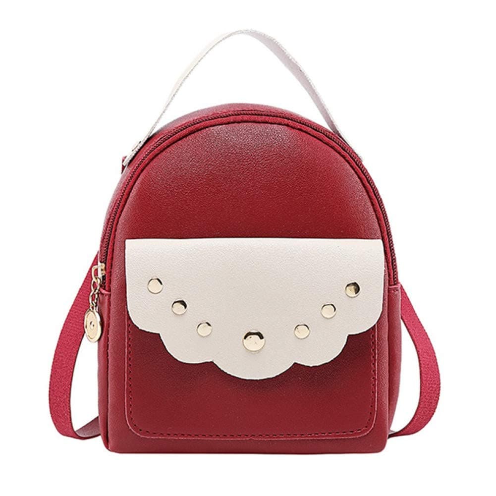 DQZOL Backpack Rivets Quality Satchel Lady Pu Leather Mini Backpack Large Capacity Style Simple Women Shoulder Bag