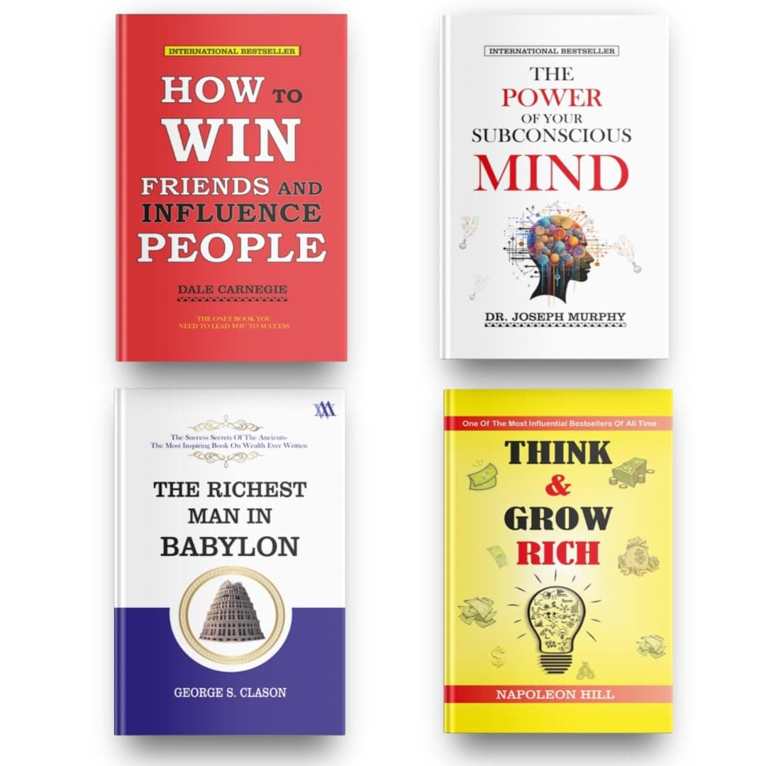 Best Self Help Classic Book Combo : How to Win Friends & Influence People; The Power of Your Subconscious Mind; Think and Grow Rich; The Richest Man In Babylon