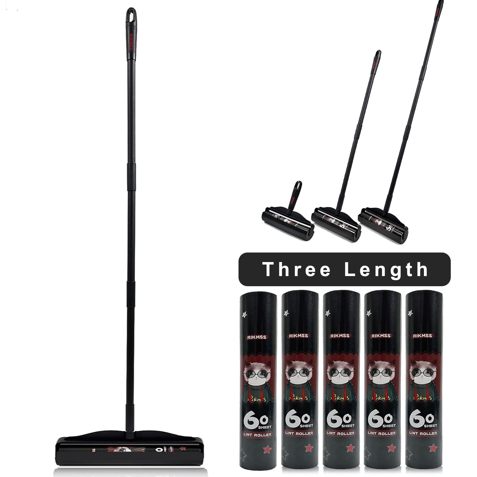 Large Lint Roller for Pet Hair Extra Sticky, 9.5" Wide Giant Carpet Floor Lint Roller with Long Handle, Large Surface Lint Remover with 5 Refills Total 360 Sheets