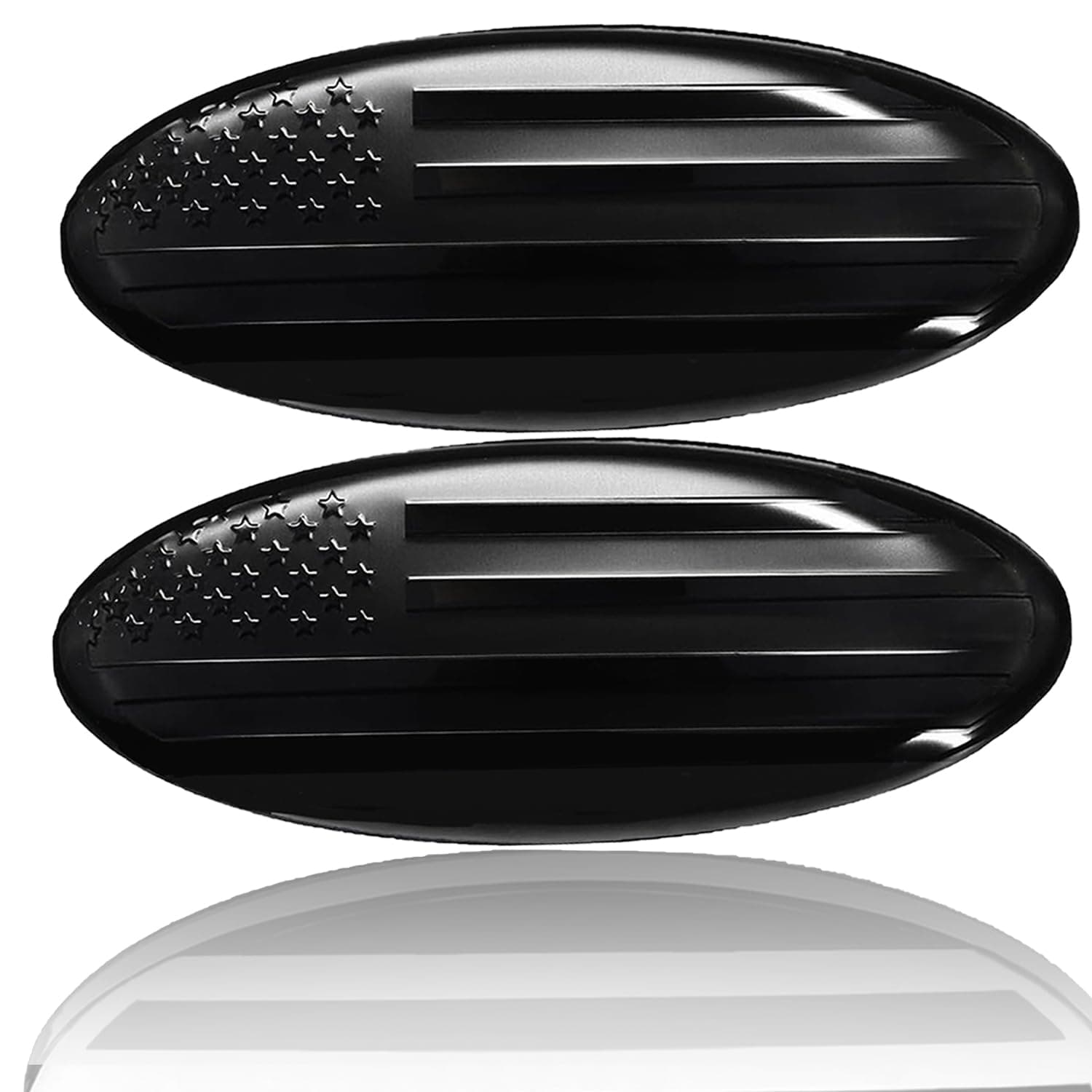 9 Inch Front Grill Rear Tailgate Emblem for 04-14 F150, 11-14 Edge, 11-16 Explorer, 06-11 Ranger, 07-14 Expedition, 9"X3.5" for Ford, Pack of 2, Black American Flag
