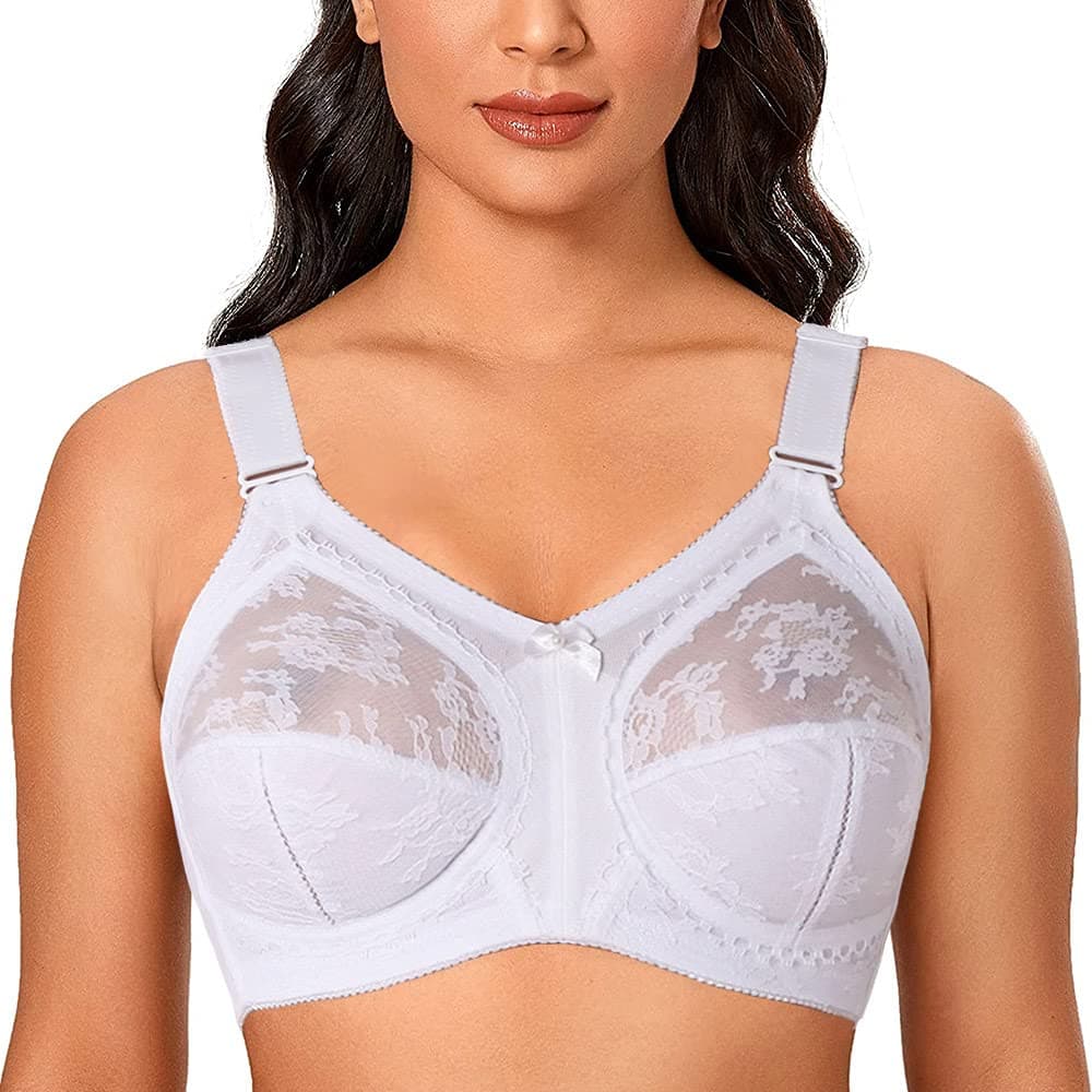 Ladies Plus Size Bra Minimiser Lace Full Coverage Firm Hold Non Padded Non Wired
