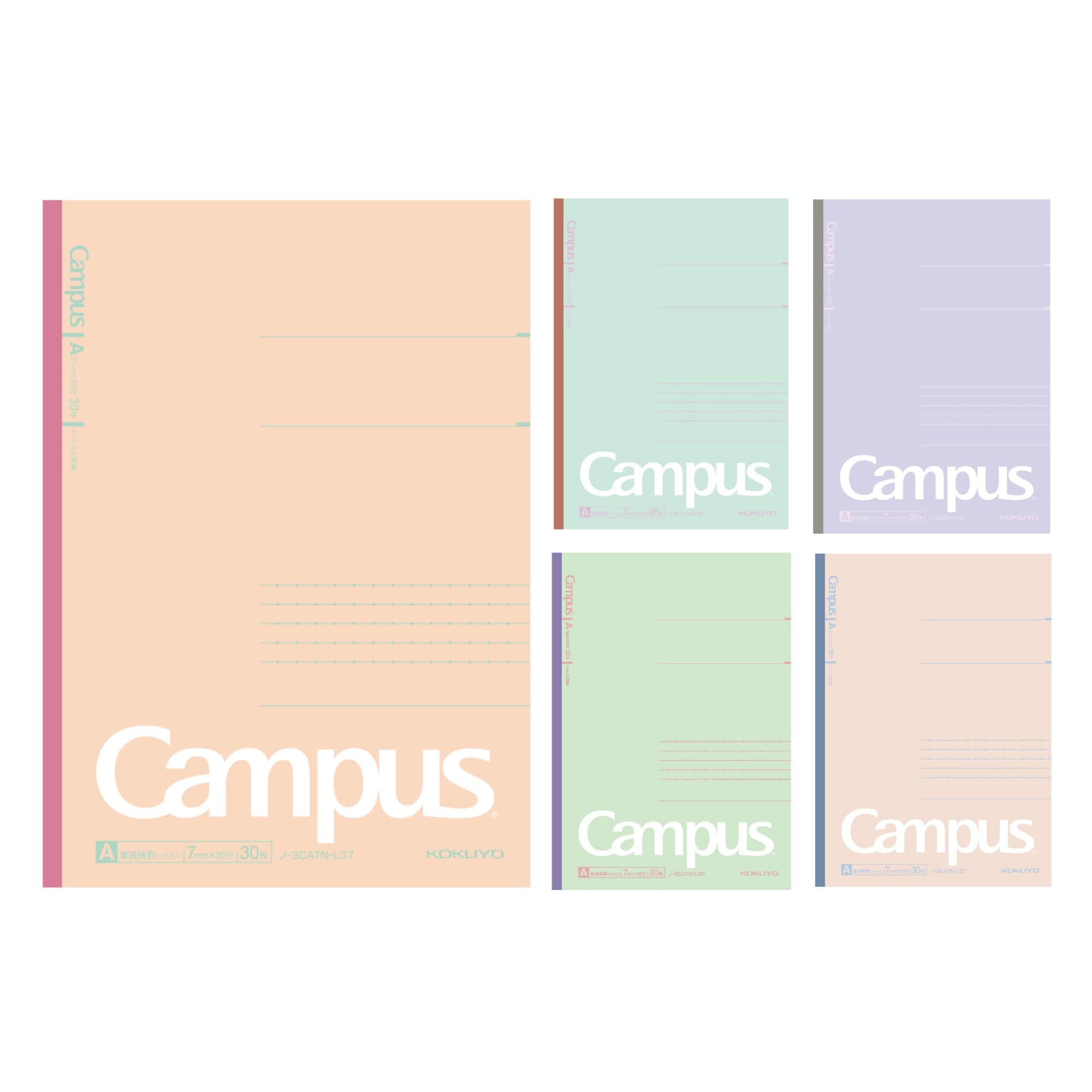 Kokuyo Notebook, Campus Notebook, B5, Dot A Ruled, Limited Size, Mineral Color, Pack of 5 Colors, No-3CATN-L37X5