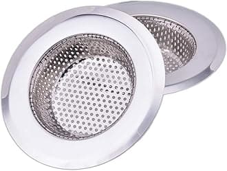 4.5 Inch Diameter Rim Heavy Duty Stainless Steel Kitchen Sink Basket Strainer, Large (Pack of 2)