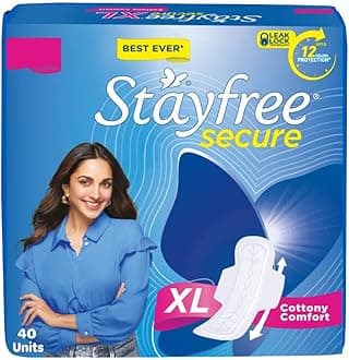 Secure Extra Large Cottony Soft Cover Sanitary Pads for Women with Wings, 40 Pads