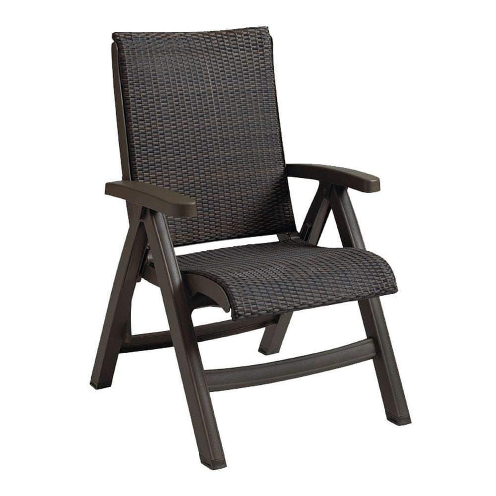 Java Folding Chair, Designed for Outdoor Use, All Weather Wicker, Bronze Mist Frame, Power Washable, Uv Resistant, Recyclable, ASTM Rated, Bronze