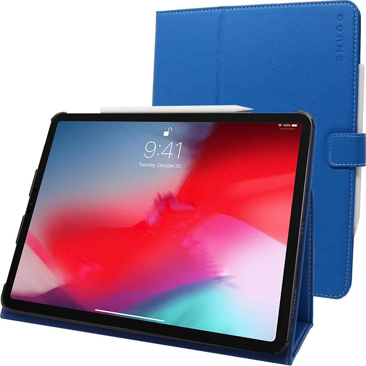 Snugg iPad Pro 11 Leather Case (2021-3rd Gen / 2020-2nd Gen), Flip Stand Cover - Electric Blue