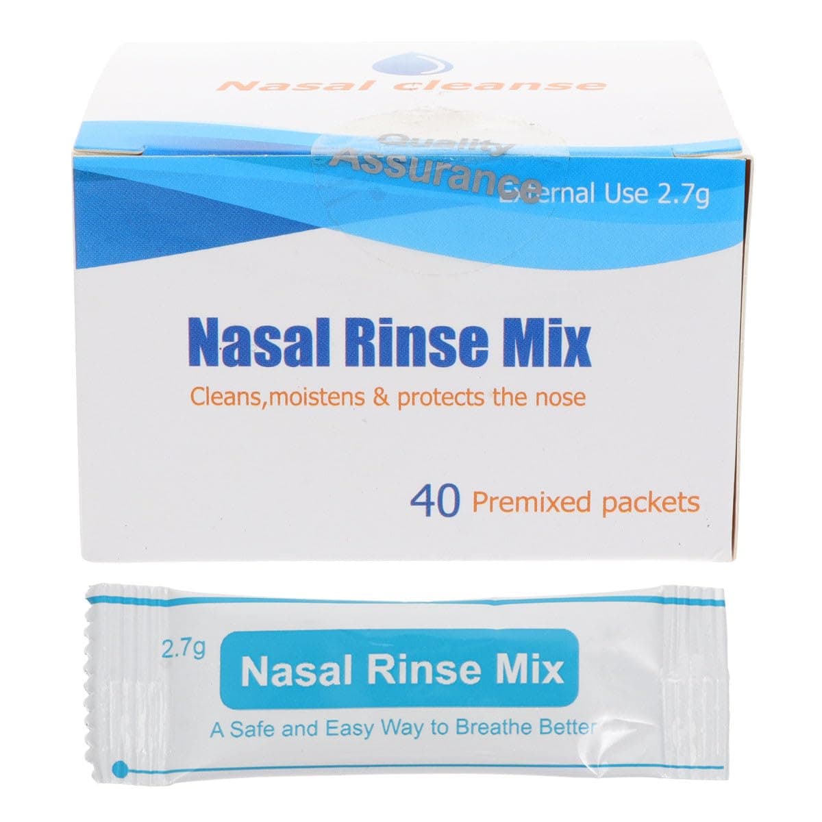 40 Pack Nasal Rinse Salt Packets Non-iodized Instant Soluble Saline Wash Salt for Sinus Care 2.7g Each Suitable for Daily Nasal Hygiene Allergy Relief