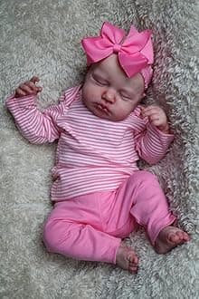 Pinky Reborn Baby Dolls Girl 20 Inch Soft Weighted Body Realistic Newborn Baby Dolls with Pink Clothes and Headwear Cute Lifelike Handmade Silicone Sleeping Doll