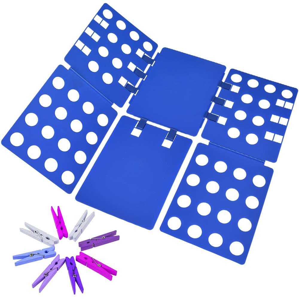 Sealegend Shirt Folding Board - Clothes Folding Board Flip Fold - Durable Plastic - Natural Clothespins