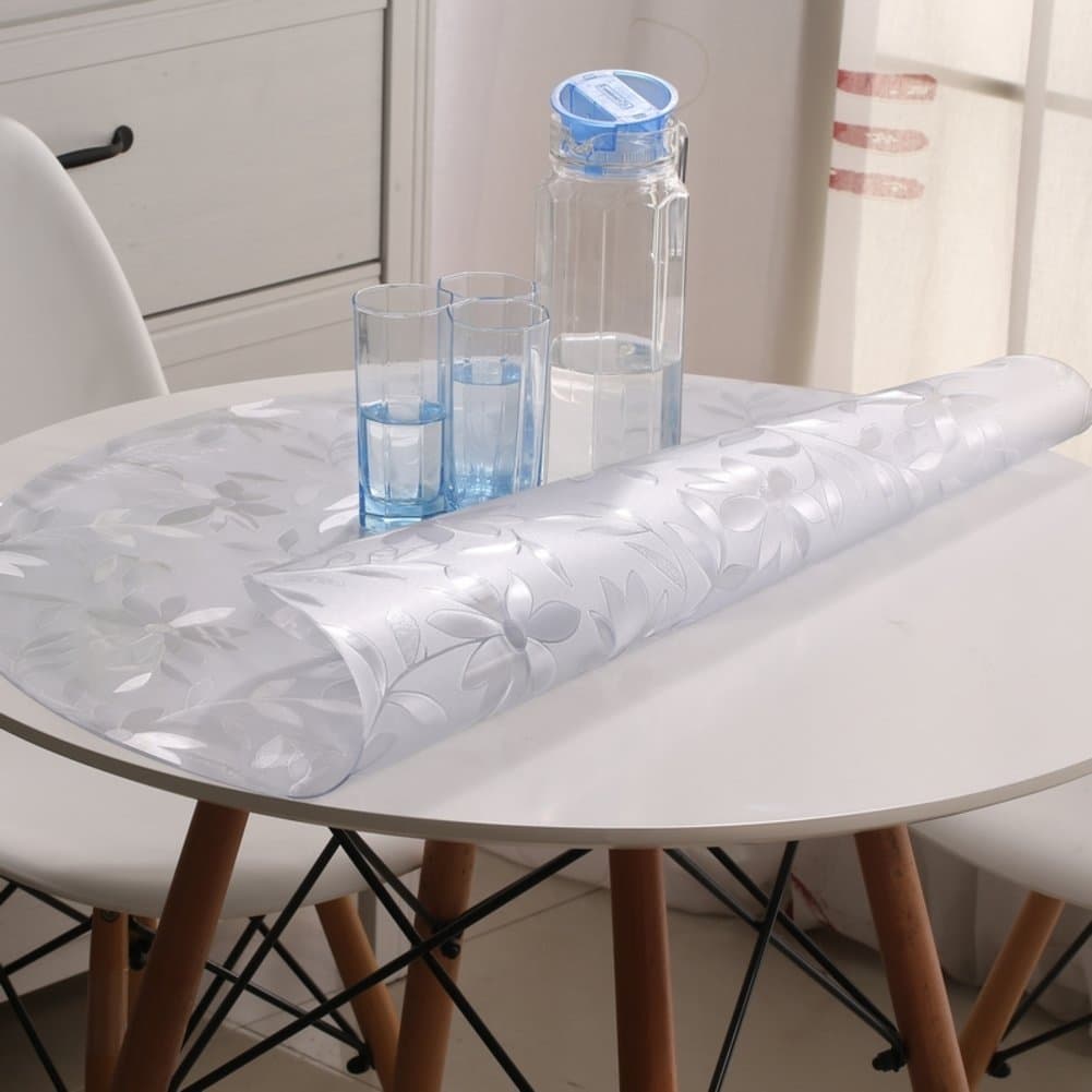 DGJTDF Round Tablecloth/PVC[Round Table Cloth Waterproof]/Soft-Proof Glass Table mat/Clear Frosted Plastic Table Cloth and Waterproof Circular Table Cloth-A diameter70cm(28inch)