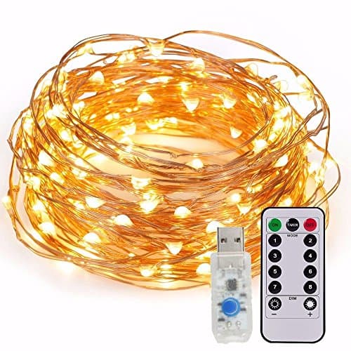The Luxe Led Fairy Lights USB Powered with Remote Control, Perfect Decorative Christmas Lights for Indoor/Outdoor, Weddings, Parties, Garden, Patio, Bedroom,Waterproof 8 Modes 50 LEDs, 16FT Warm White