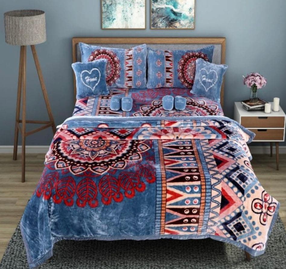 ELSTONE Home Printed Double Bed Wedding Bedhsheet : 1 Bedsheet, 2 Pillow Cover, Heavy Stuff, Speacial for Newly Wed Couples and for Gift Purpose Pack of 1-Multicolor#09