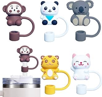 5PCS Straw Cover Cap for Stanley Cup, Silicone Cute Animal Straw Topper for Stanley 30&40 Oz Tumbler with Handle, 10mm 0.4in Dust-Proof Reusable Straw Tips Lids. (Color 9)