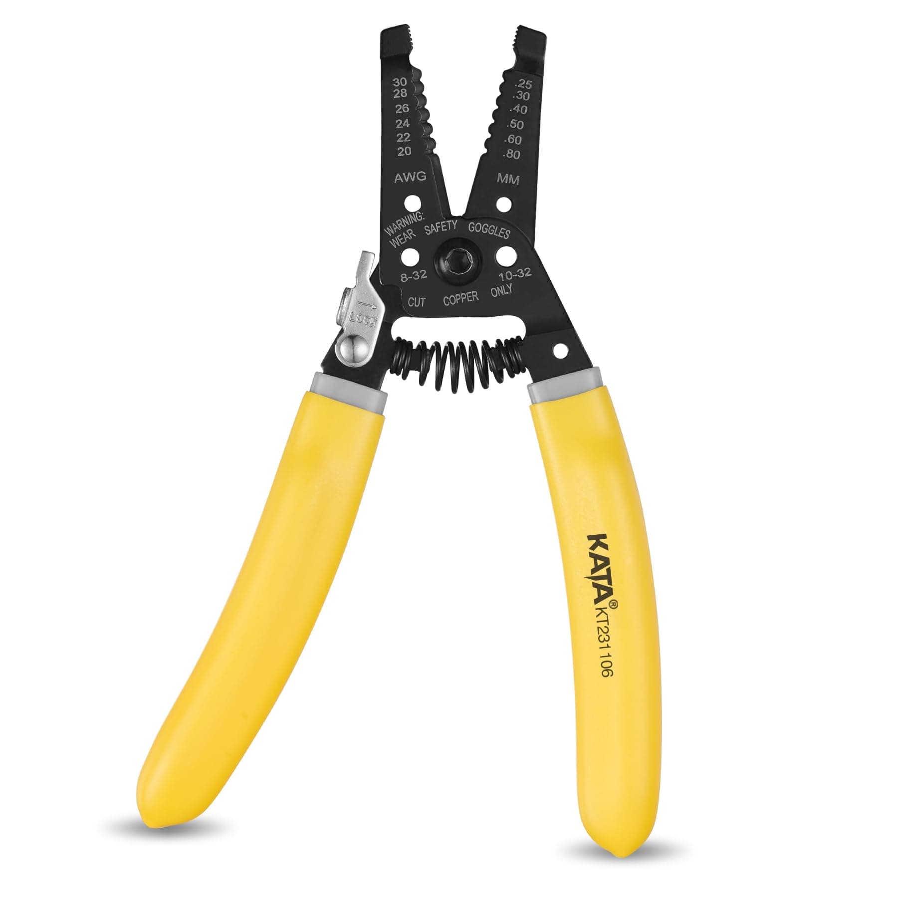 7 Inch Wire Stripper Wire Cutter, Cutting for 20-30 AWG Solid Wire and 22-32 AWG Stranded Wire, Heavy Duty Wire Stripping Crimping Tool, Multi Purpose Electric Crimper Plier, Yellow