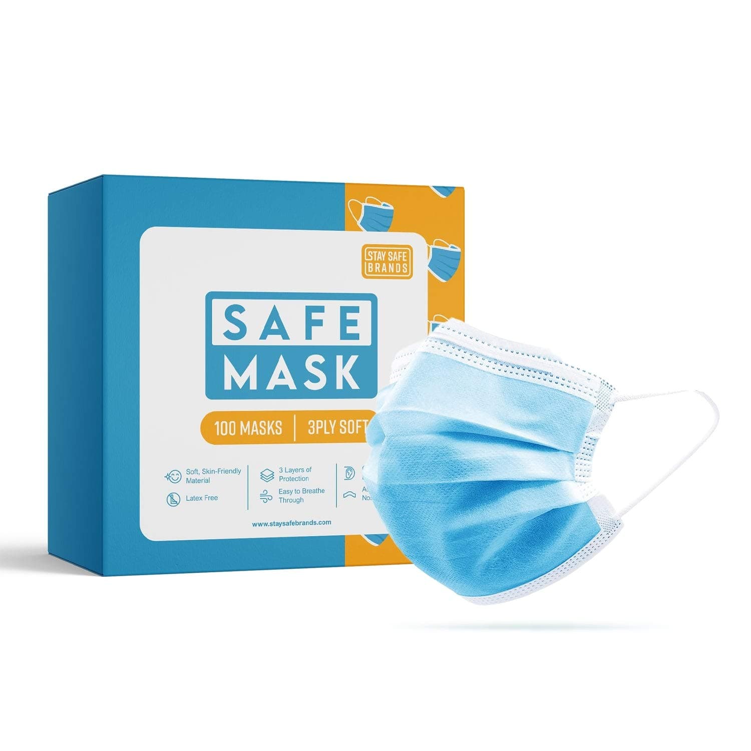 Stay Safe 100 Pack 3-Ply Disposable, Comfortable, Breathable Layers - Dust Protection, Air Pollution Protection - for Men and Women (Unisex)…