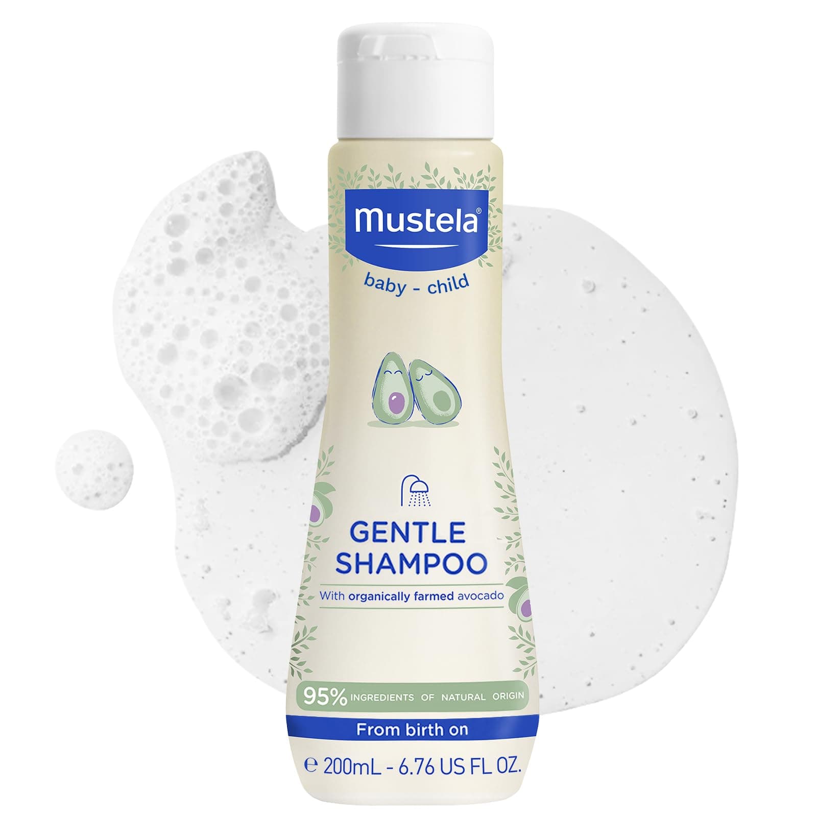 Mustela Gentle Baby Shampoo – Tear-Free Daily Shampoo with 93% Plant-Based Ingredients – Hypoallergenic & Biodegradable – 6.76 fl oz (200 ml)