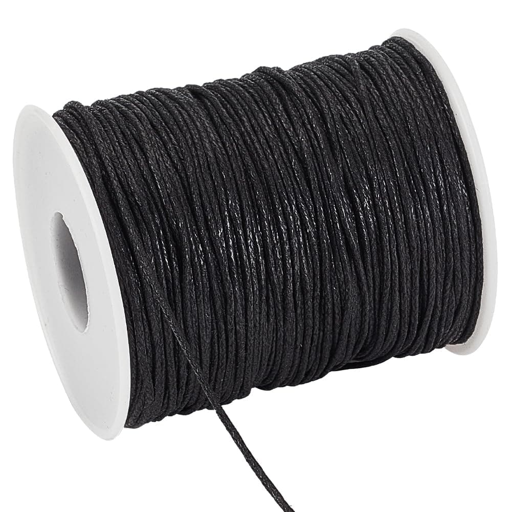 1 Roll 1Mm Waxed Cotton Cord Thread Beading String 100 Yards Per Roll Spool For Jewelry Making And Macrame Supplies 1mm-100 Yards Black