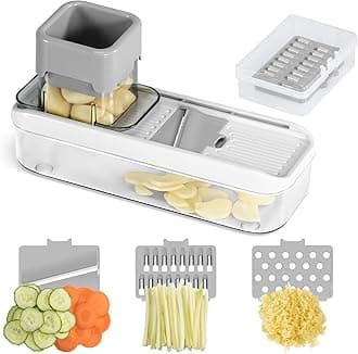 Mini Garlic Slicer Multi-Functional Mandoline Slicer Veggie Shredder Garlic Ginger Grinder Vegetable Mandoline Cutter with Container