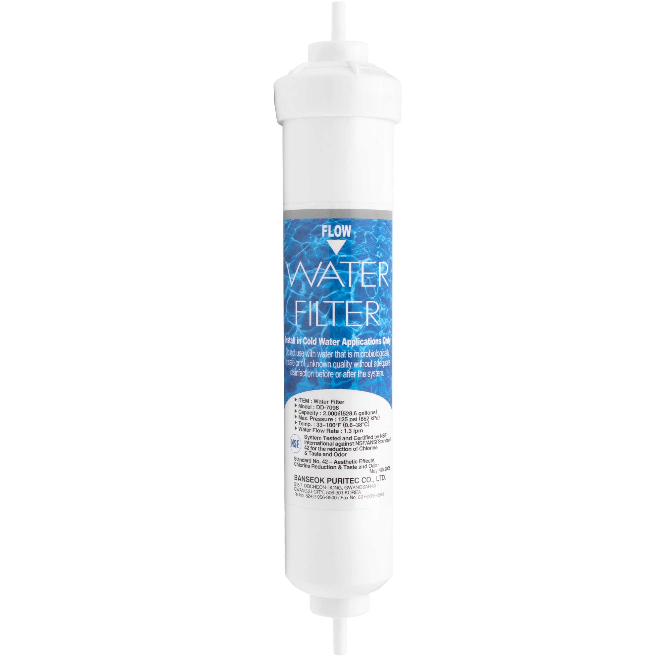 Genuine DD-7098 External Inline Water Filter for Neff K3990X7/04 K3990X7GB/01 Fridge Freezer