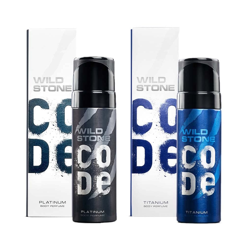 Platinum & Titanium No Gas Body Perfume Spray Combo for Men,Pack of 2 (120ml each)