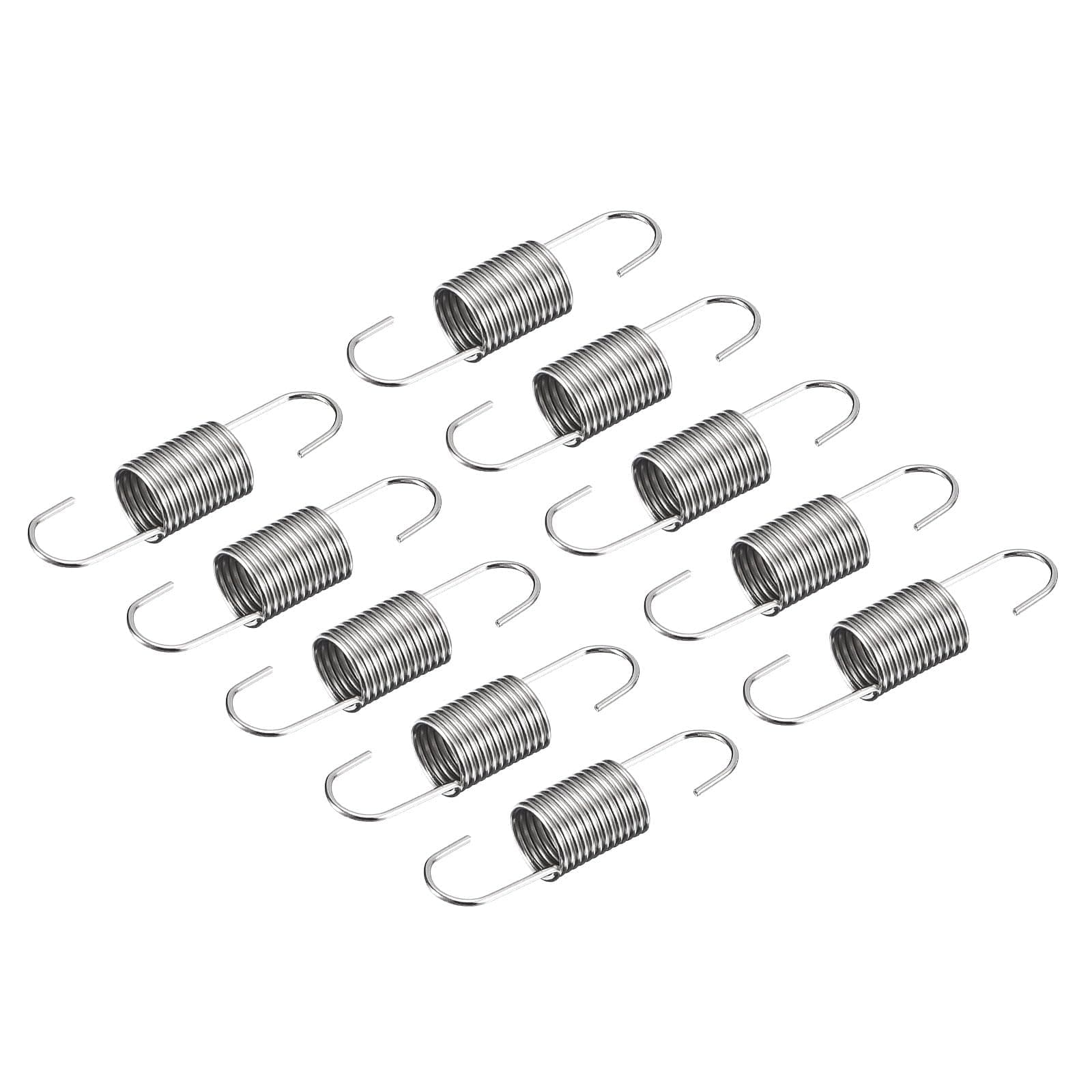 uxcell 50Pcs Extended Spring 9/32 inch x 1-3/16 inch, 0.027 inch Spring Steel Dual Hook Tension Springs for Machinery Construction