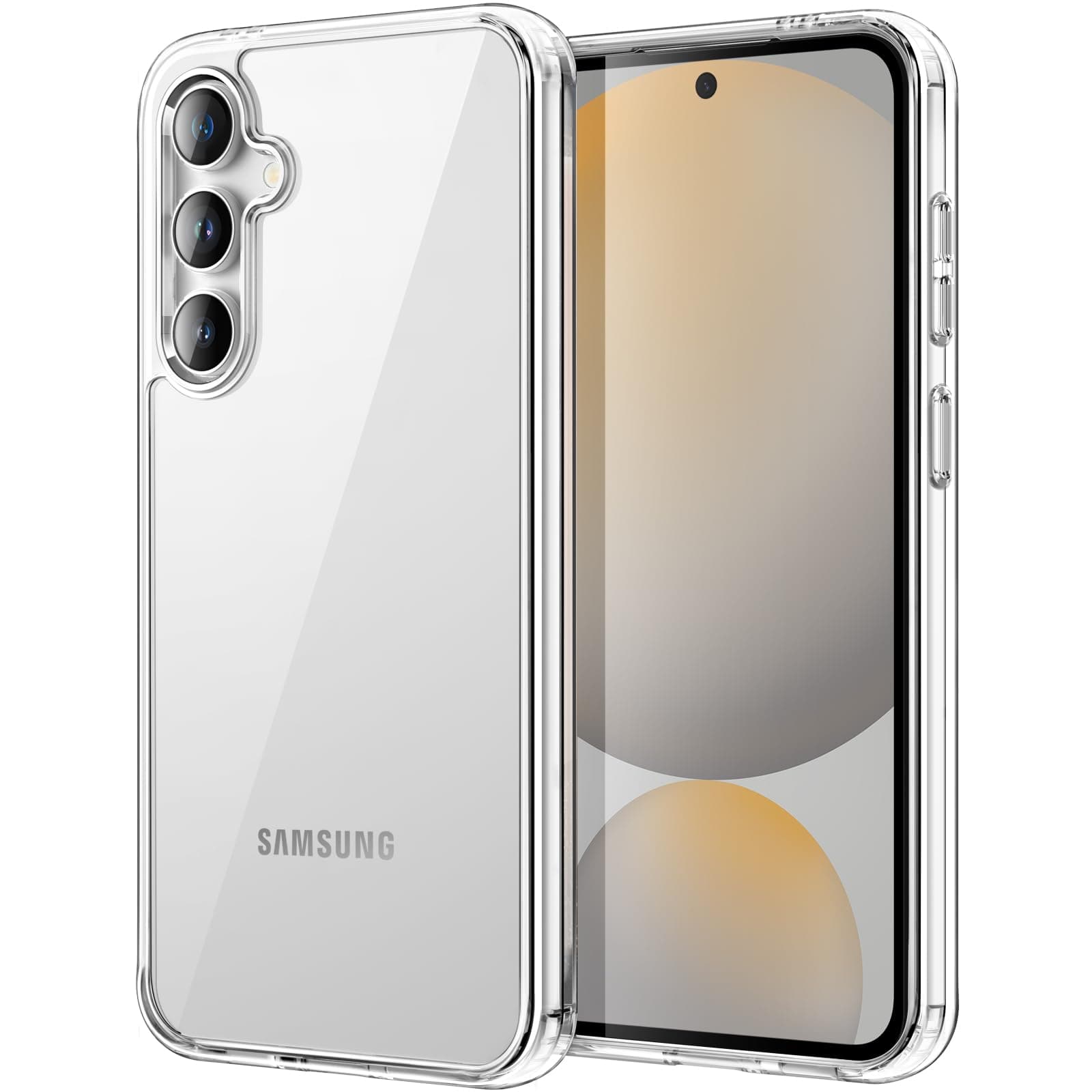 Case for Samsung Galaxy S24 FE, Non-Yellowing Shockproof Bumper Protective Phone Cover, Anti-Scratch Hard PC Back (Clear)