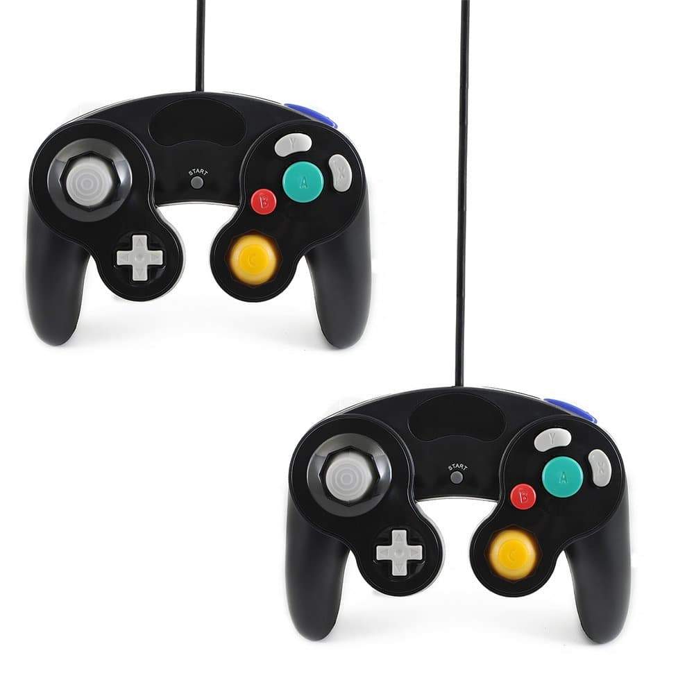 Qumox 2 X black wired classic controller joypad gamepad for N gc & wii