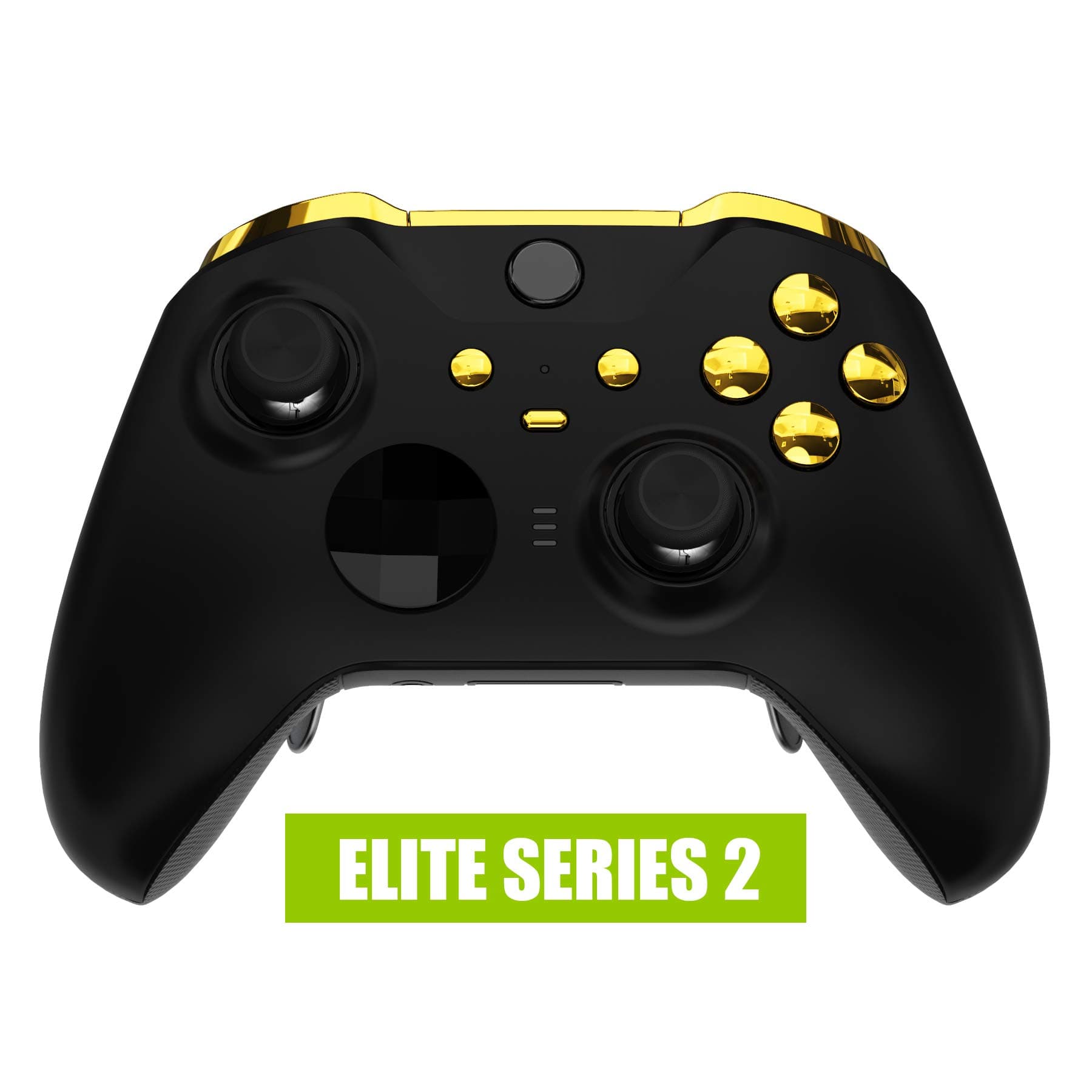 eXtremeRate Chrome Gold Replacement Buttons for Xbox One Elite Series 2 Controller, LB RB LT RT Bumpers Triggers ABXY Start Back Sync Profile Keys for Xbox Elite Series 2 Core Controller Model 1797