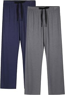 Mens Pajama Pants Sleep Lounge Bottoms Soft Comfy Pj Pant Sleepwear with Pockets 2 Pack