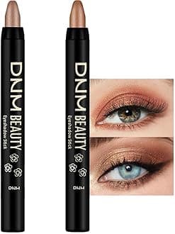 evpct 2Pcs Cream Eyeshadow Sticks Set for Eyes Beige Gold & Bronze Gold Shimmer Eye Crayon Shadow Brightener Stick Pencil Pen Bulk sombras en crema para ojos 05+15