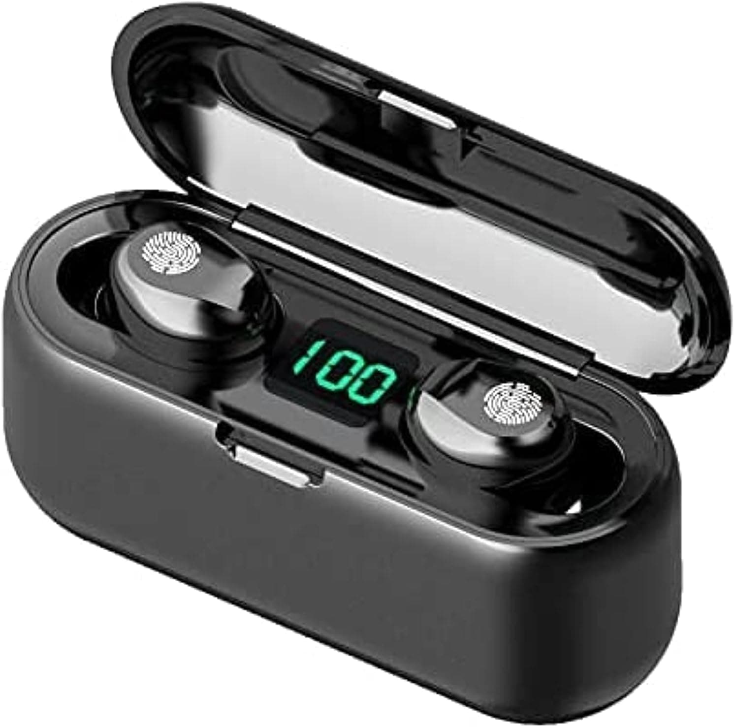 F9 Bluetooth 5.1 Wireless Earbuds Headset, Touch Control IPX7 Portable Stereo Earphones with Microphone, LED Display 120H Playtime, Noise-Cancelling