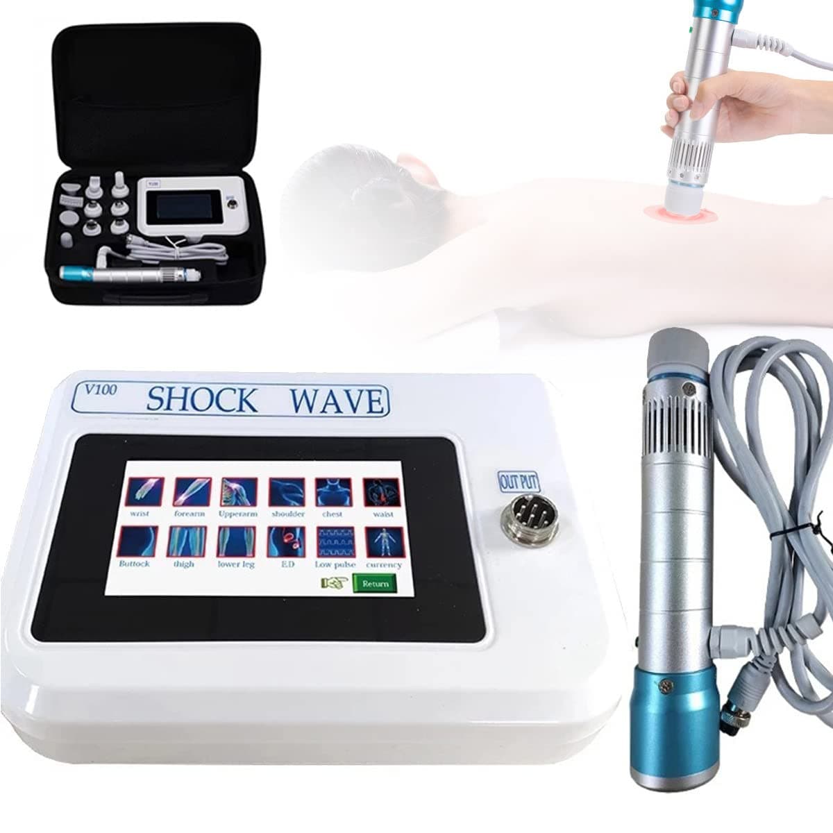KADHI Shockwave Therapy Machine Shock Wave Electromagnetic ED Treatment Pain Relief Deep Muscle Massager Relax Device for Pain Relief and Joint, E-D Treatment, with 11 Massage Head