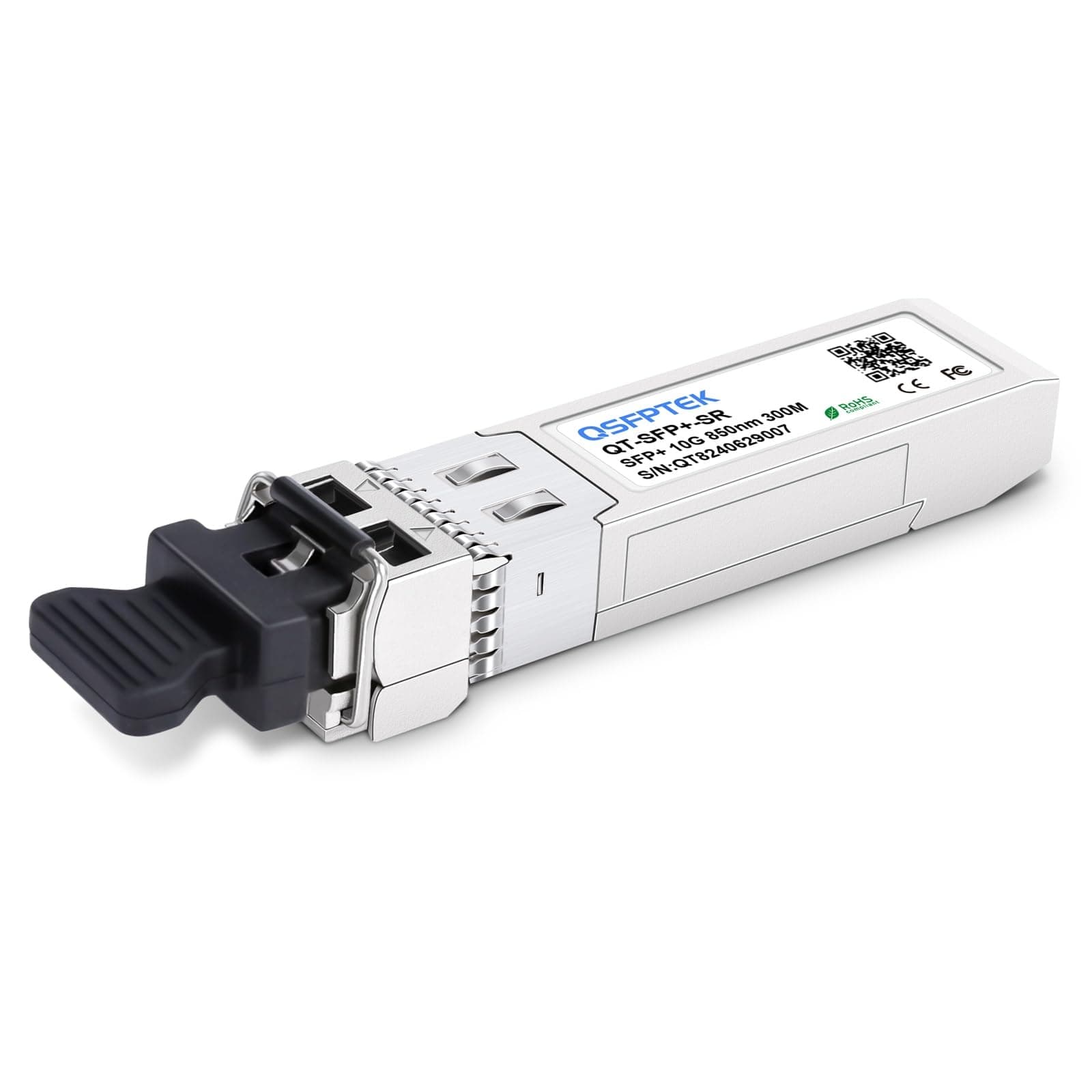 QSFPTEK 10GBASE-SR Module, 10G Multimode SFP+ 10gb LC MINI gbic Transceiver for Cisco, Ubiquiti, Netgear, Mikrotik, Juniper, D-Link (MMF,850nm,300m,DDM)