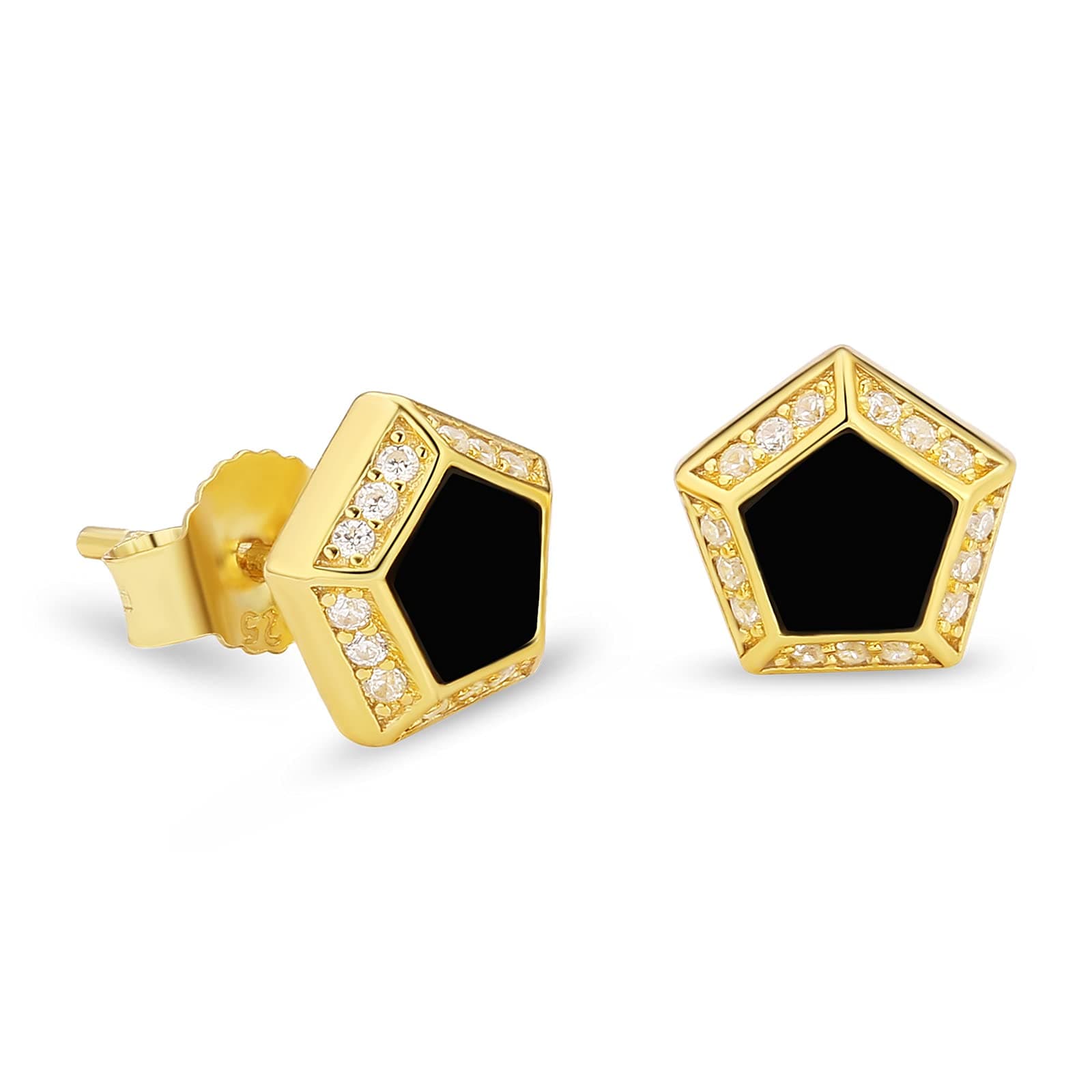 KRKC&CO Men Stud Earrings, Square, 925 Sterling Silver, Iced Out CZ Black, Hypoallergenic, Stylish Hip Hop Look for Men Women, 𝐅𝐚𝐭𝐡𝐞𝐫𝐬 𝐃𝐚𝐲 𝐆𝐢𝐟𝐭 𝐟𝐨𝐫 𝐃𝐚𝐝
