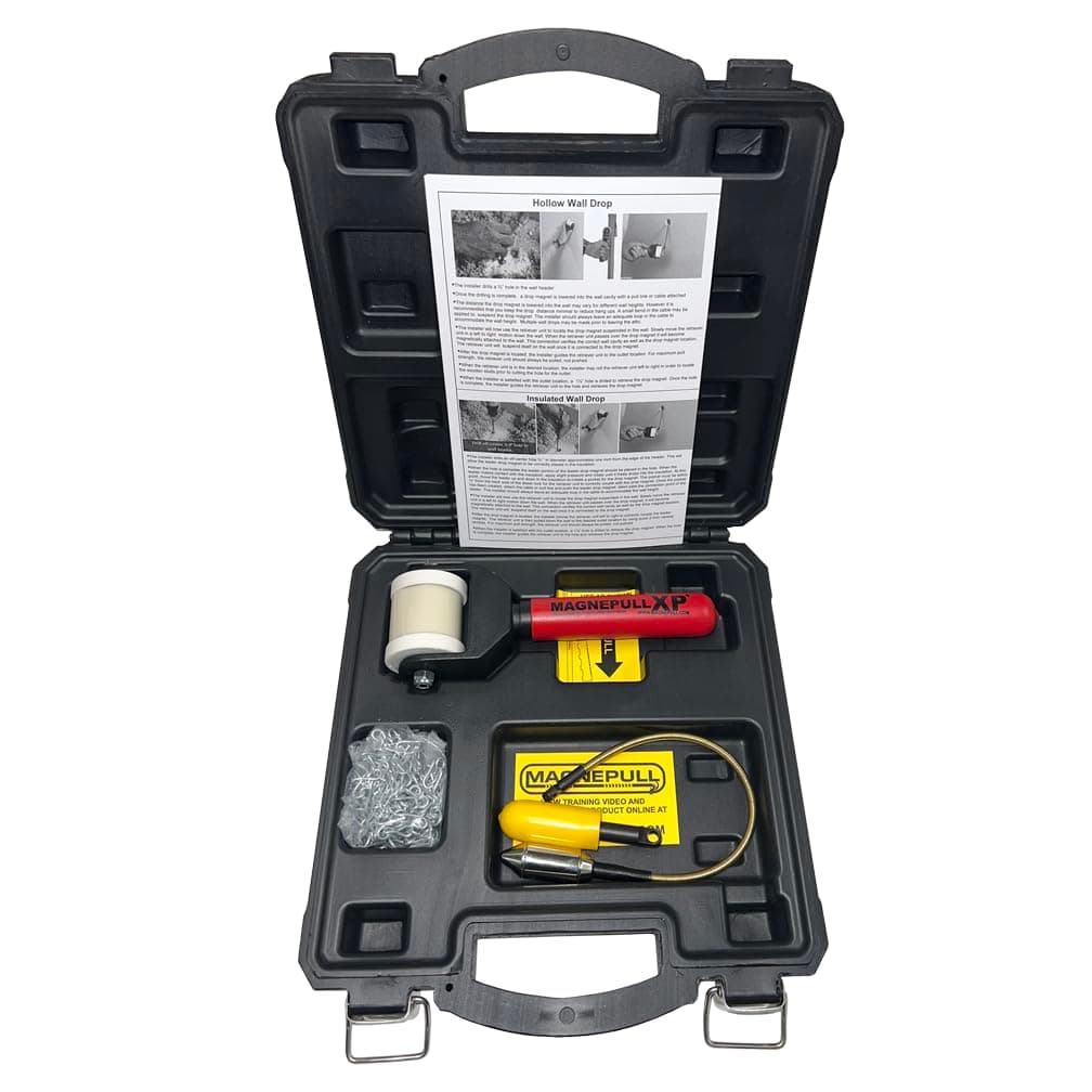 Original Magnepull XP1000-KC, Magnetic Wire Puller, Fishes and Pulls Wire Cable Behind Walls or Tight Spaces, Flexible -Steel Leader, Rare Earth Magnet,Black,11 x 10 x 2.5