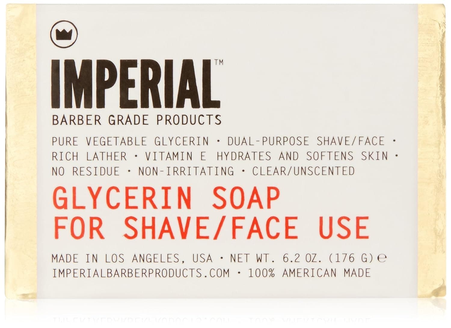 Barber Glycerin Soap for Shave & Face Use, 6.2 oz.