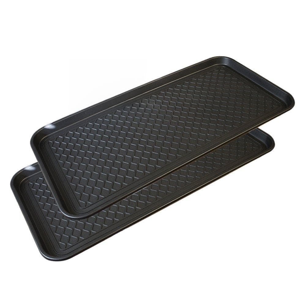 Multi-Purpose Rubber Like Boot Mat & Shoe Tray for Indoor and Outdoor Use - Hardwood Floor Protection 30in x 15in x 1.2in 2 Pack