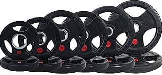 Fitvids Olympic Cast Iron Plate for Strength Training and Weightlifting, Pairs, Sets or Set with Barbell, Multiple Sizes