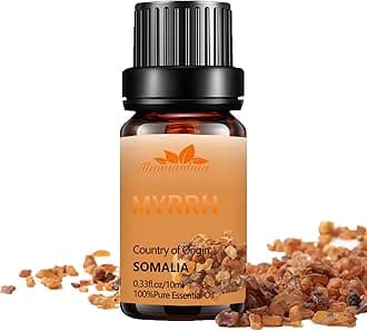 Mumianhua Myrrh Essential Oil 100% Pure Earthy Balsamic Aroma Natural Myrrh Oil for Diffuser, DIY Skincare, Wrinkle, Hair, Beard Oil & Candle Making,Office Wellness 0.33 Fl Oz