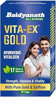 Baidyanath Vita ex Gold |Made with Pure Himalayan Shilajit, Ashwagandha & Safed Musli| Boosts Strength, Power & Stamina - 20 Capsules