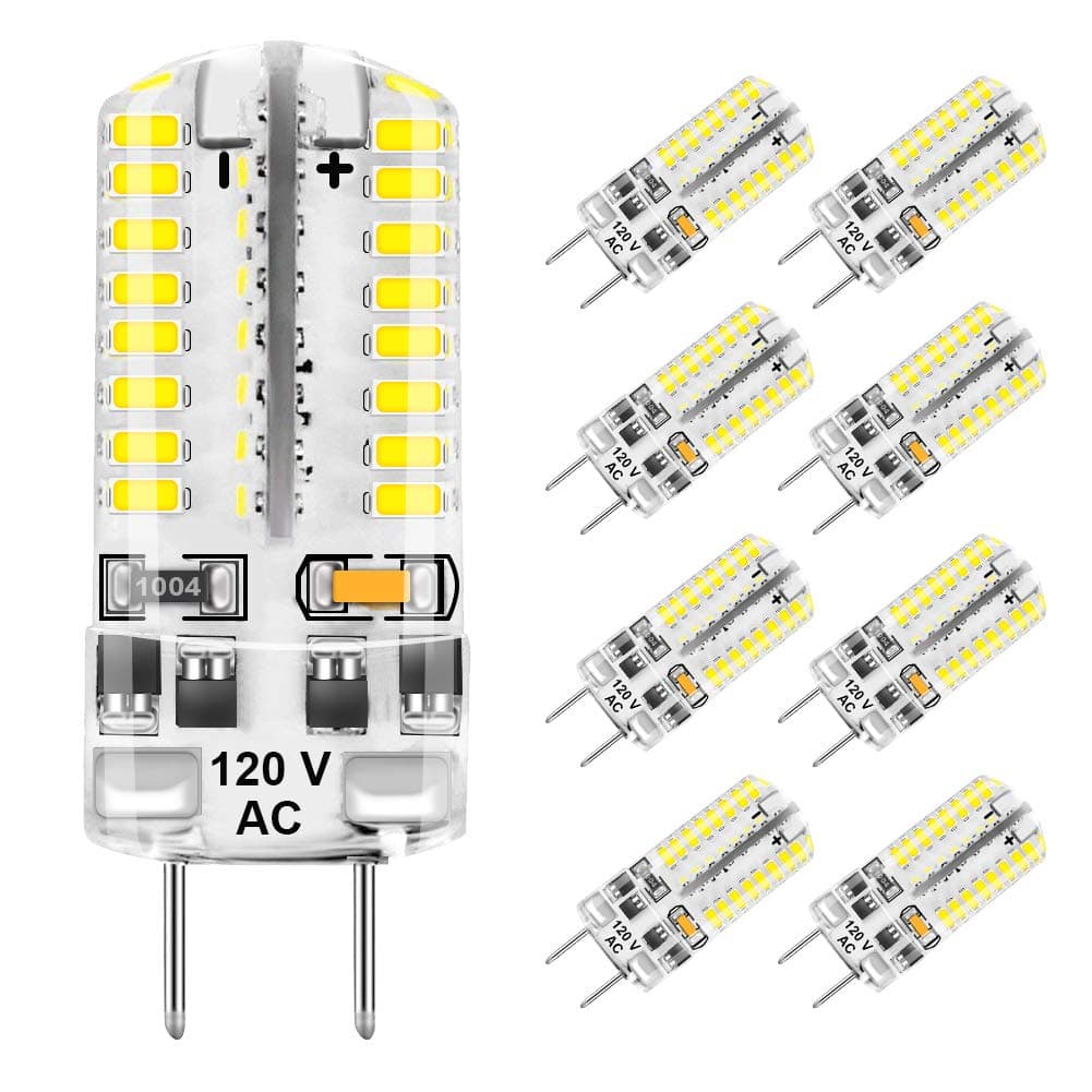 G8 LED Bulbs Dimmable 3W, 30W Halogen Equivalent, Cool White 6000K, G8 Base Bi-Pin 120V Led Bulb Energy Saving Light Bulbs for Light Fitting, Under Counter Kitchen Lighting (8 Pack)