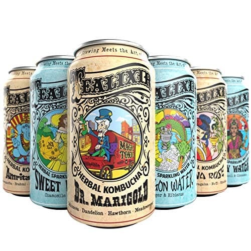Tealixir Combo Pack - 3 Delicious Kombucha and 3 Sparkling Water Flavors In One Convenient 12 Pack! Our Herbal Brews Are Inspired By American Folk Medicine, Ayurveda and Traditional Chinese Medicine.