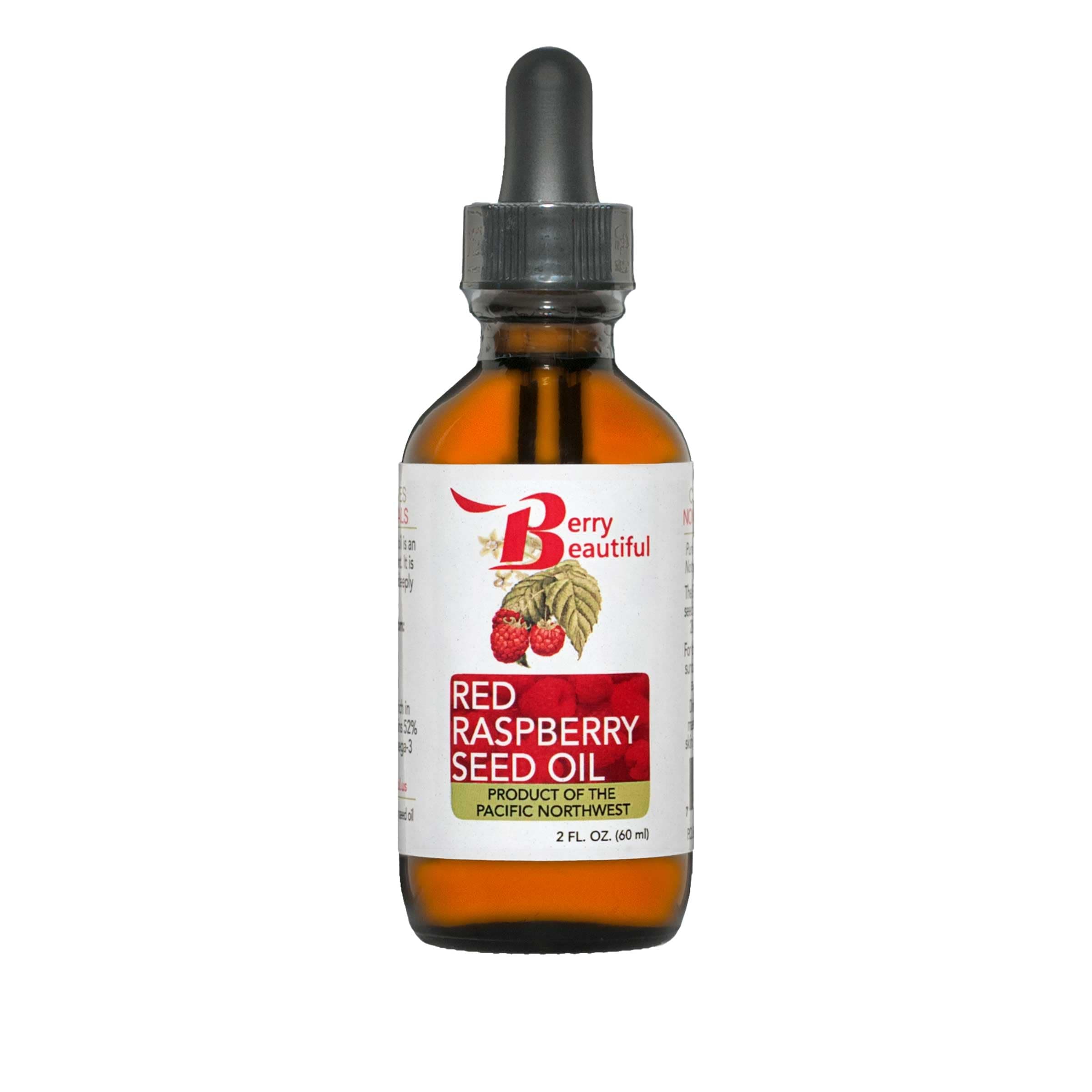 Red Raspberry Seed Oil - 2 Fl Oz (60 mL) Glass Bottle w/ Dropper - 100% Pure, Natural & Cold Pressed - Berry Beautiful