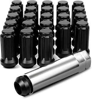 M14x1.5 Lug Nuts Black with Spline Tuner, XL 2 inches Length Conical Aftermarket Wheel Nut, Compatible with Chevy GMC Ford Cadillac Lincoln SAAB Saturn Silverado 1500 Savana, Set of 24
