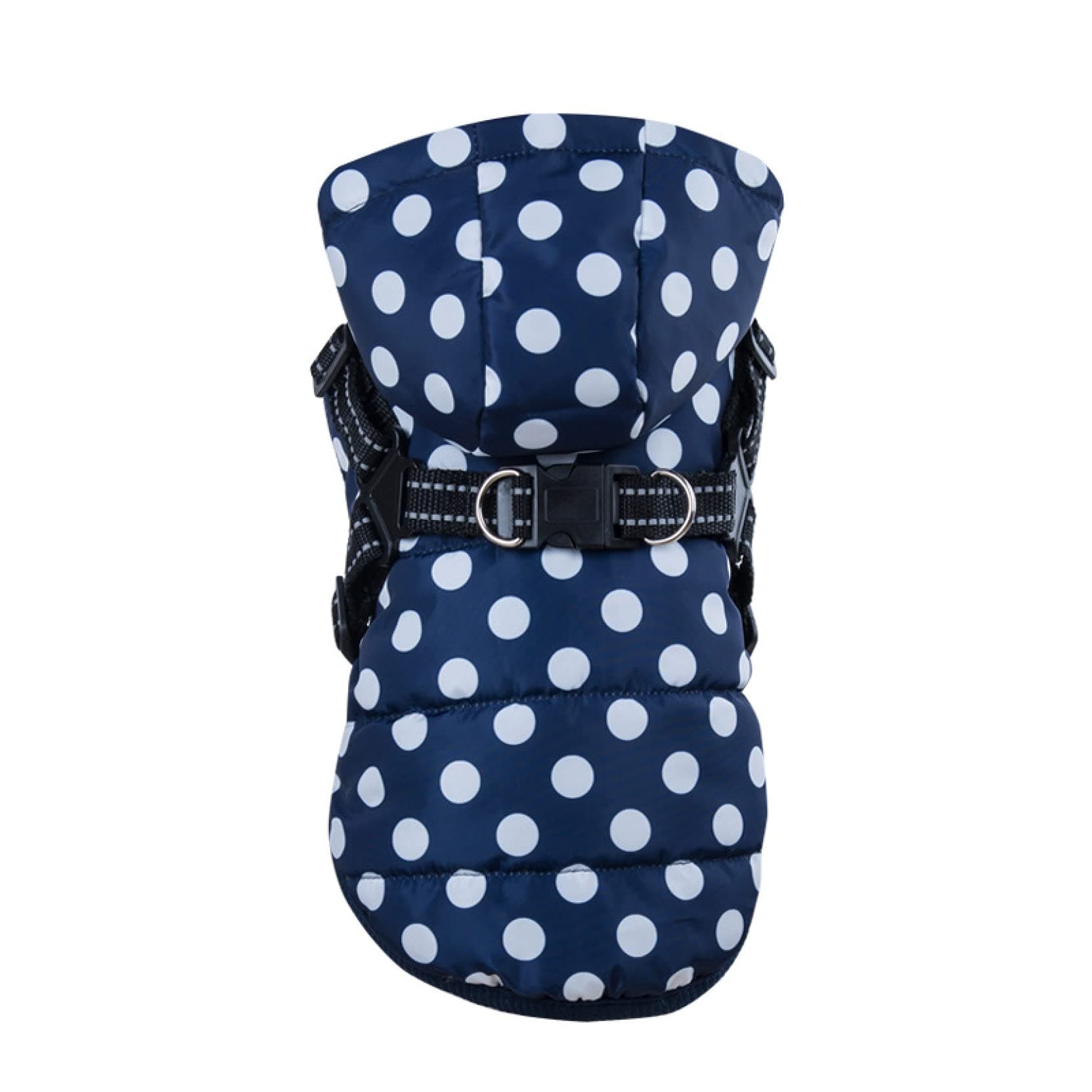Fall/Winter Dog Soft Cotton Padded Coat Plus Thick Warm Jackets Pet Trendy Polka Dot Clothes with Traction Rope Size S-2XL