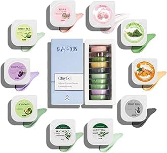 ClayCo! 10 Pieces Clay Mask Set for Men Women Face Skin Care Clay Mask Set (Pink, Rose Jelly, Matcha, Turmeric)