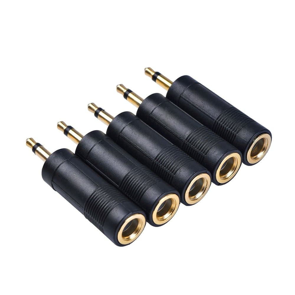 eBoot Mono Jack Adapter 3.5 mm (1/8 Inch) Male to 6.35 mm (1/4 Inch) Female Audio Converter Adaptor, 5 Pieces