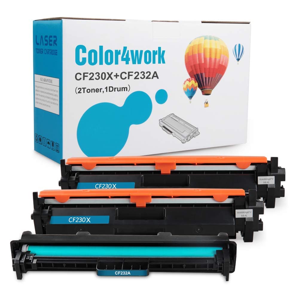 Color4workCompatible Toner and Drum Replacement for HP 32A CF232A Toner Drum 1-Pack and HP 30X CF230X Toner Cartridge 2-Pack for Laserjet Pro M203dw M203d M203dn M227fdw M227fdn Printer