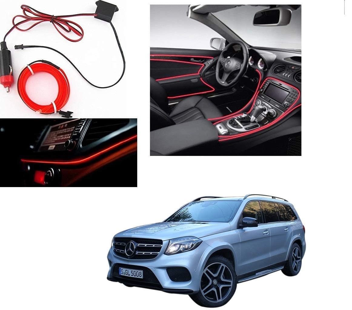 Kozdiko Red Color 12V 5Mtrs Roll Cold Light Car Socket Strip Neon Lamp Mood Creator Decor InteriorLighting for Mercedes Benz Gls-Class